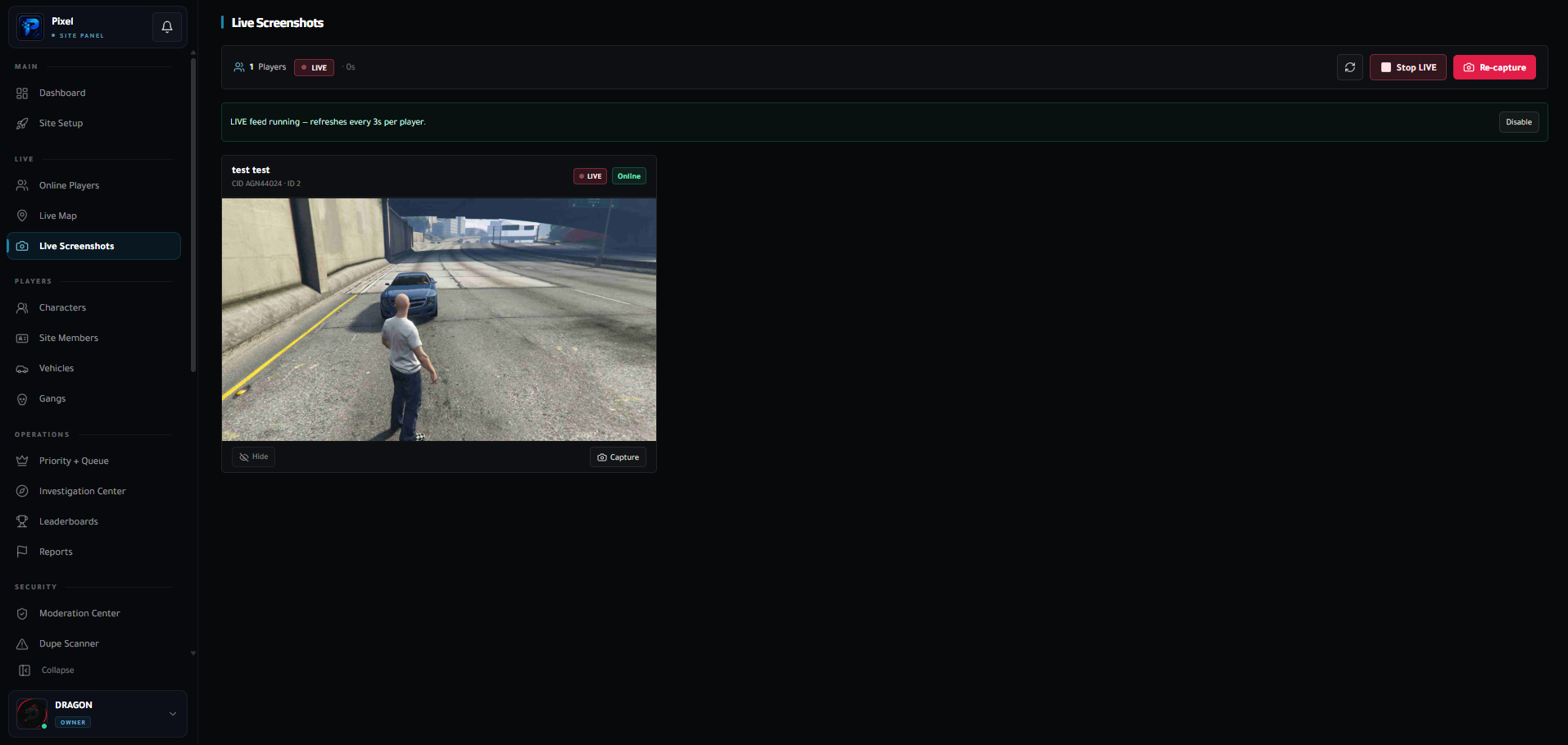 Live Screenshots